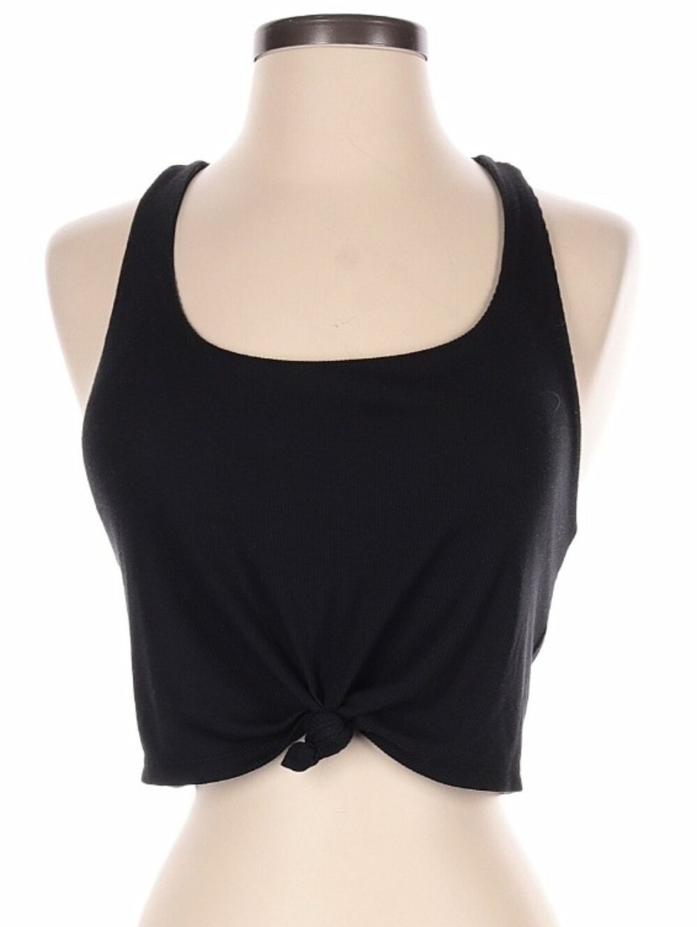 JoyLab Black Knot-Front Crop Tank